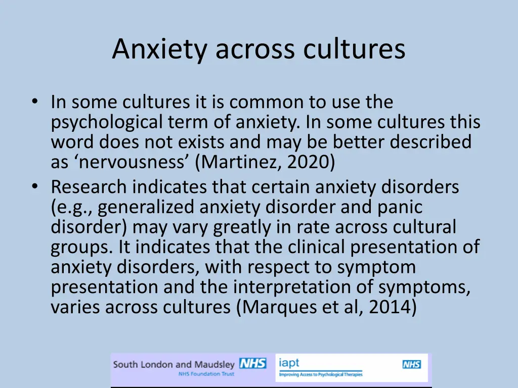 anxiety across cultures