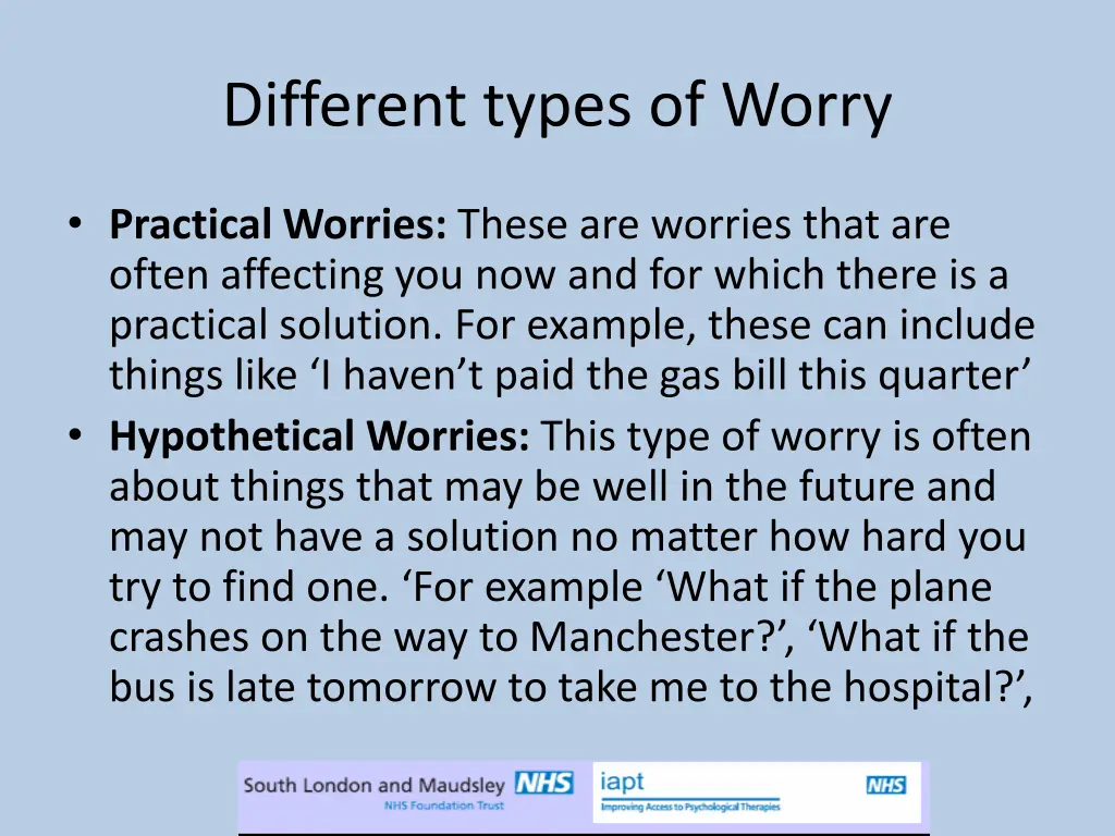 different types of worry