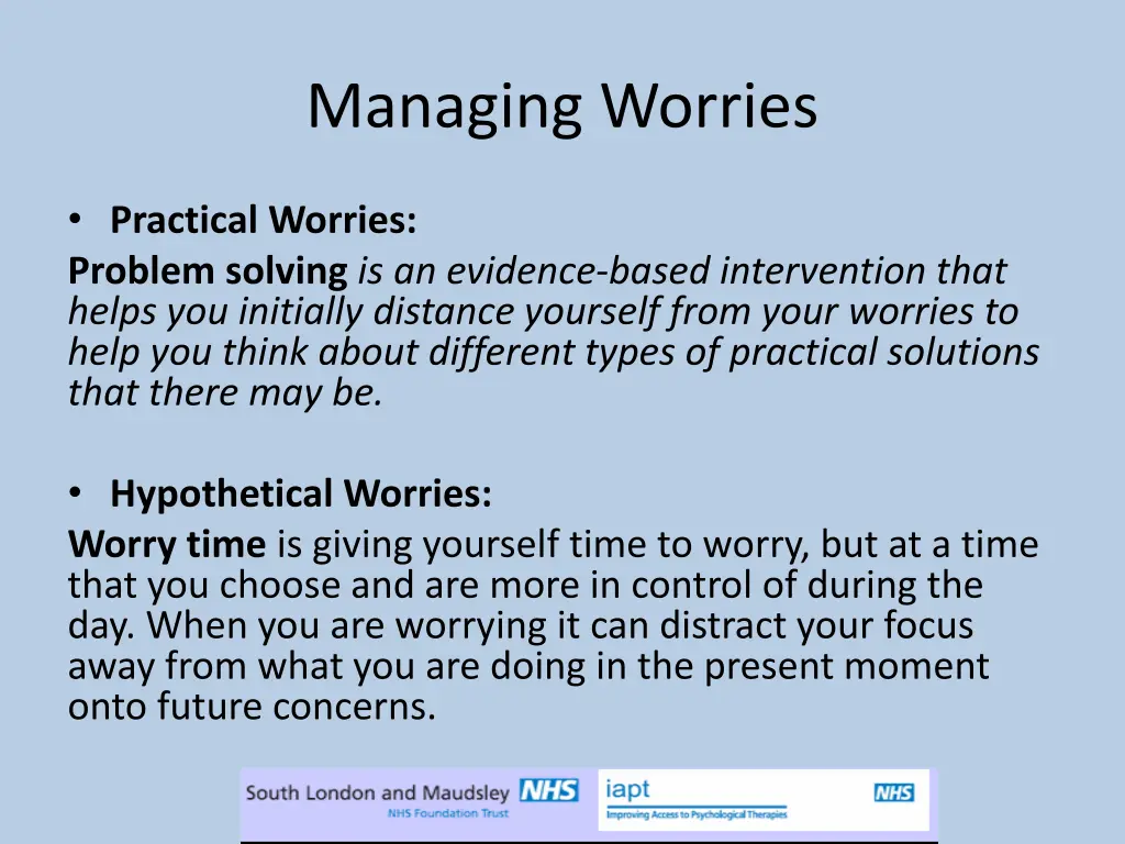 managing worries