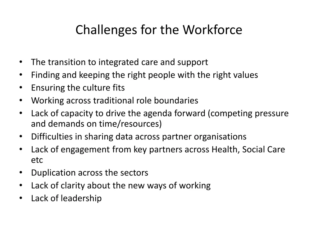 challenges for the workforce