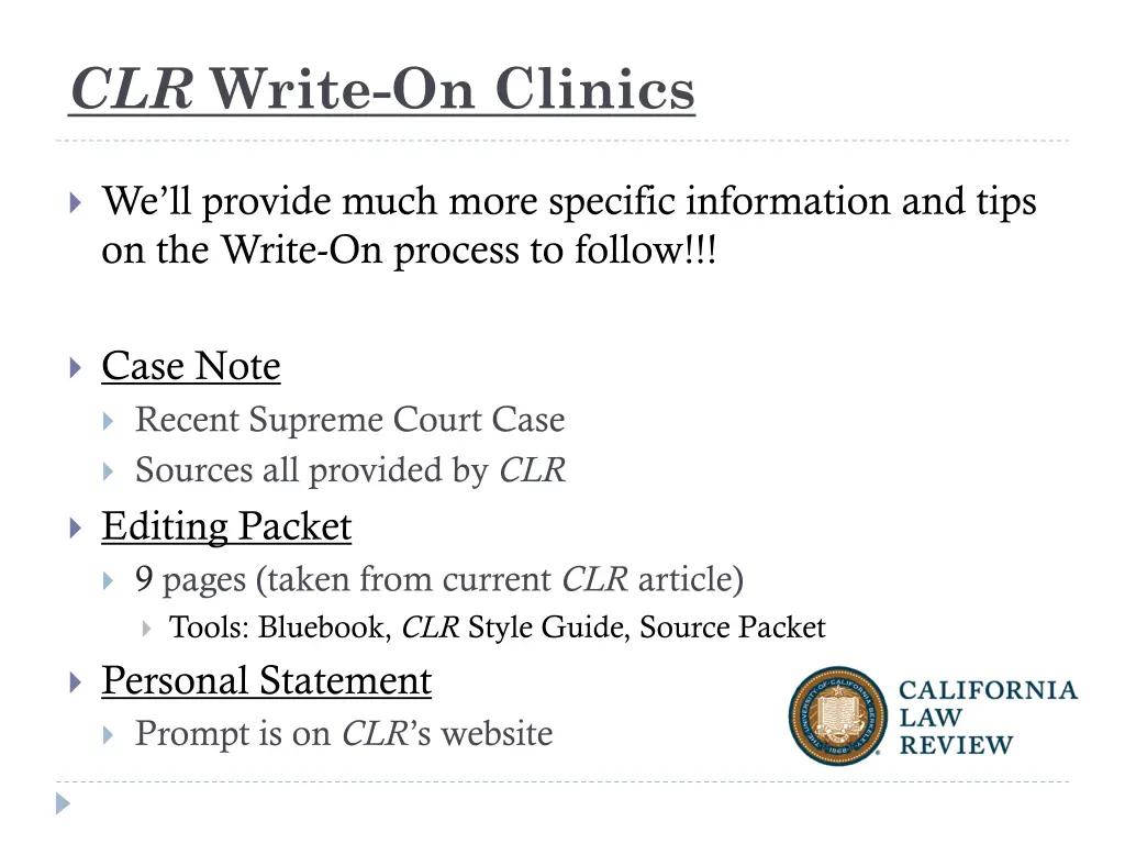 clr write on clinics