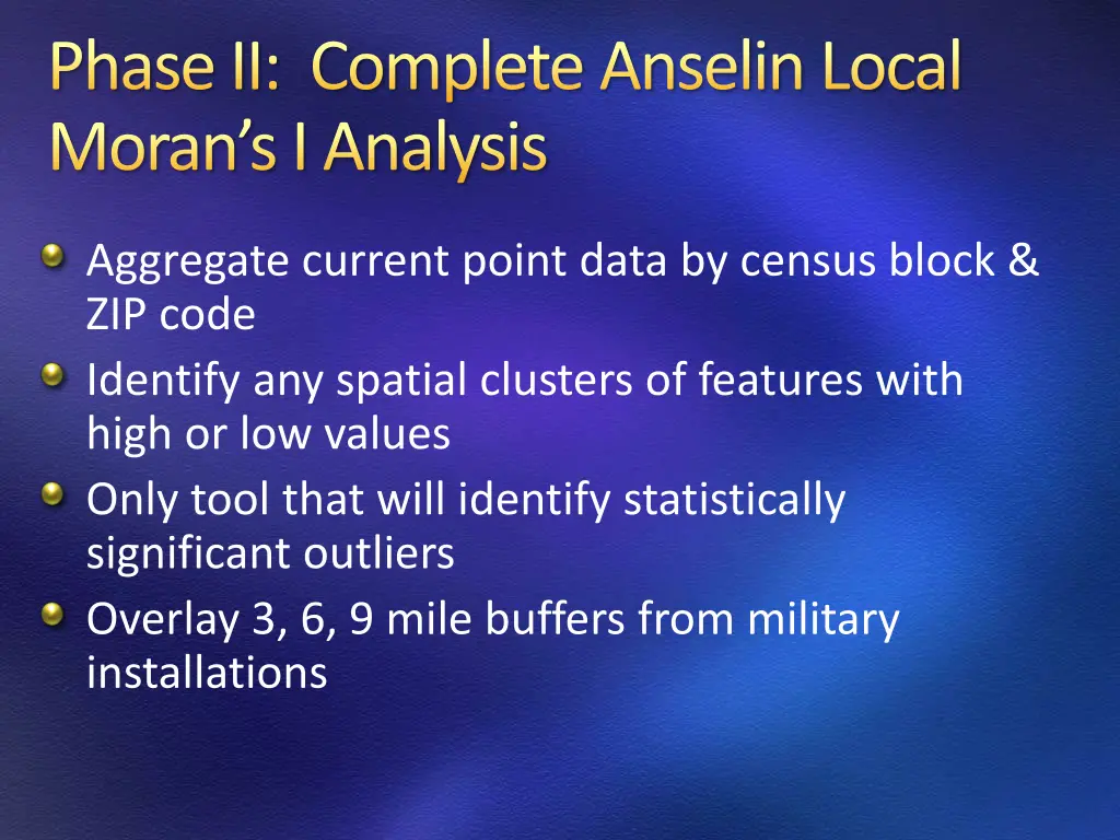 phase ii complete anselinlocal moran s i analysis