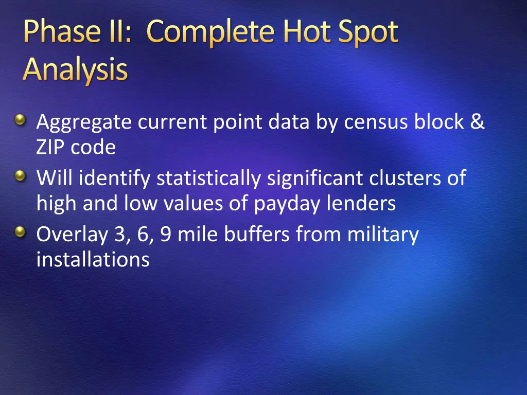 phase ii complete hot spot analysis