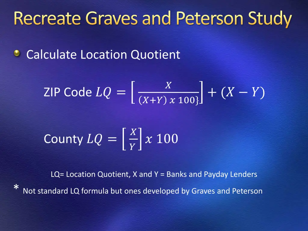 recreate graves and peterson study 1