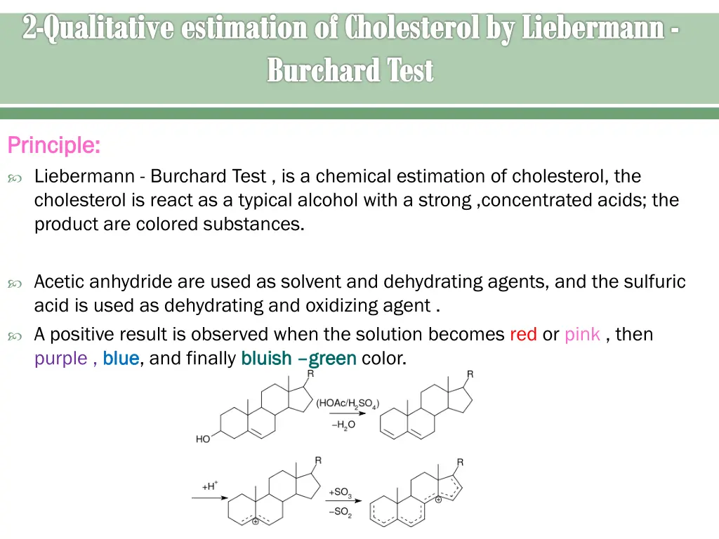 2 qualitative estimation of cholesterol