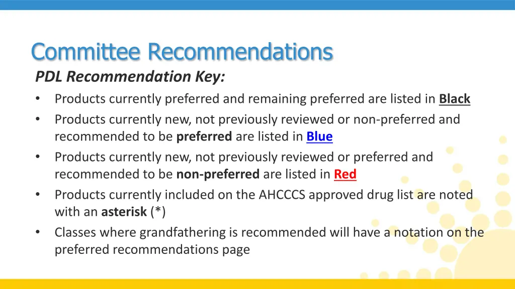 committee recommendations pdl recommendation