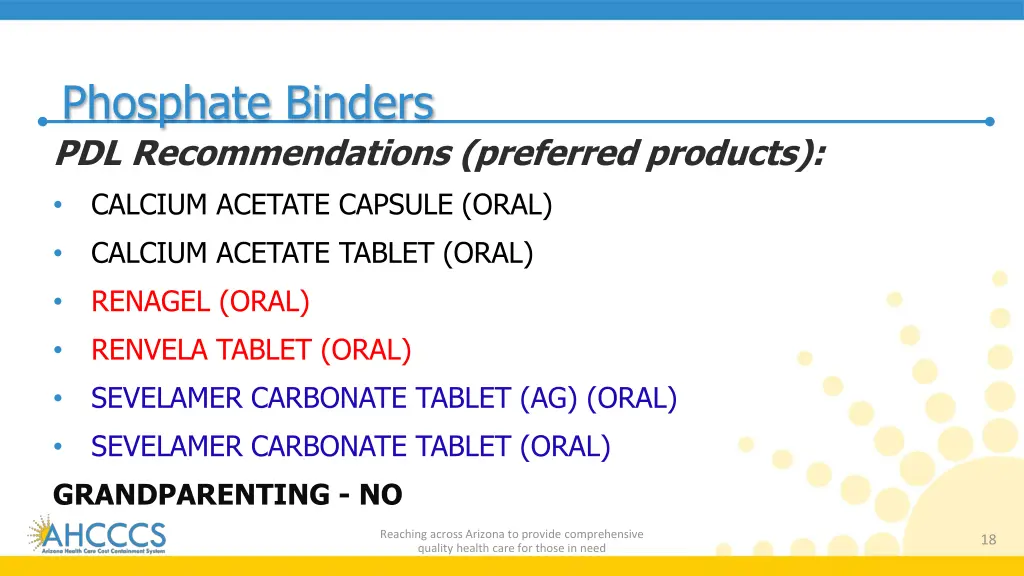 phosphate binders pdl recommendations preferred