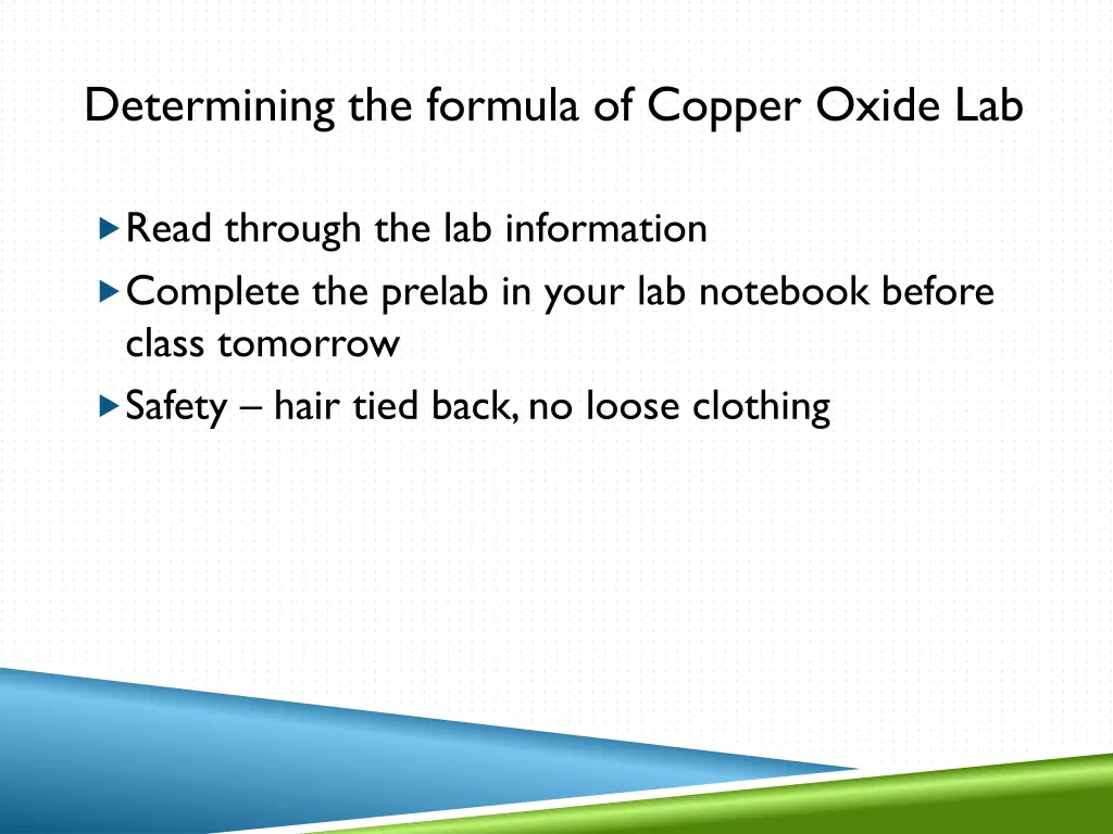 determining the formula of copper oxide lab