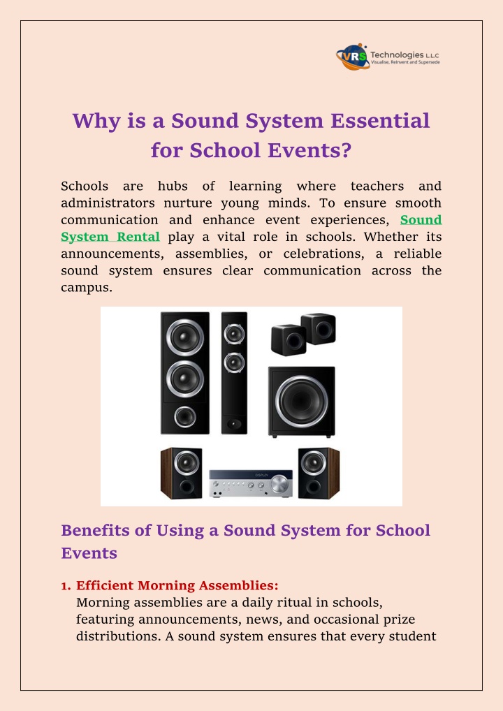 why is a sound system essential for school events