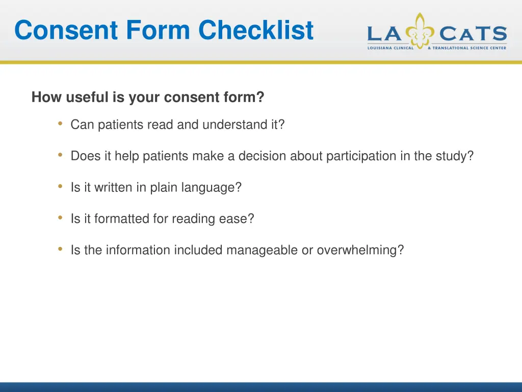 consent form checklist