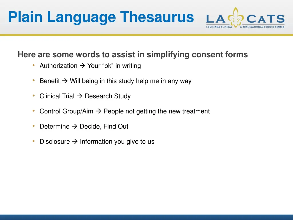 plain language thesaurus 1