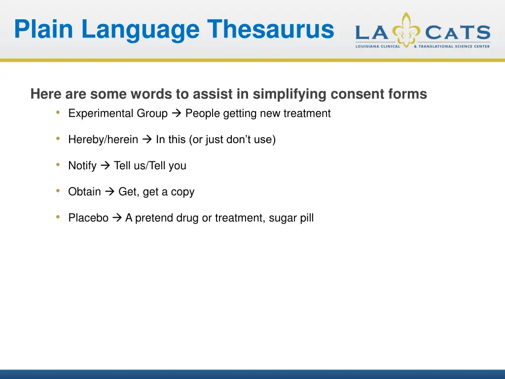 plain language thesaurus 2