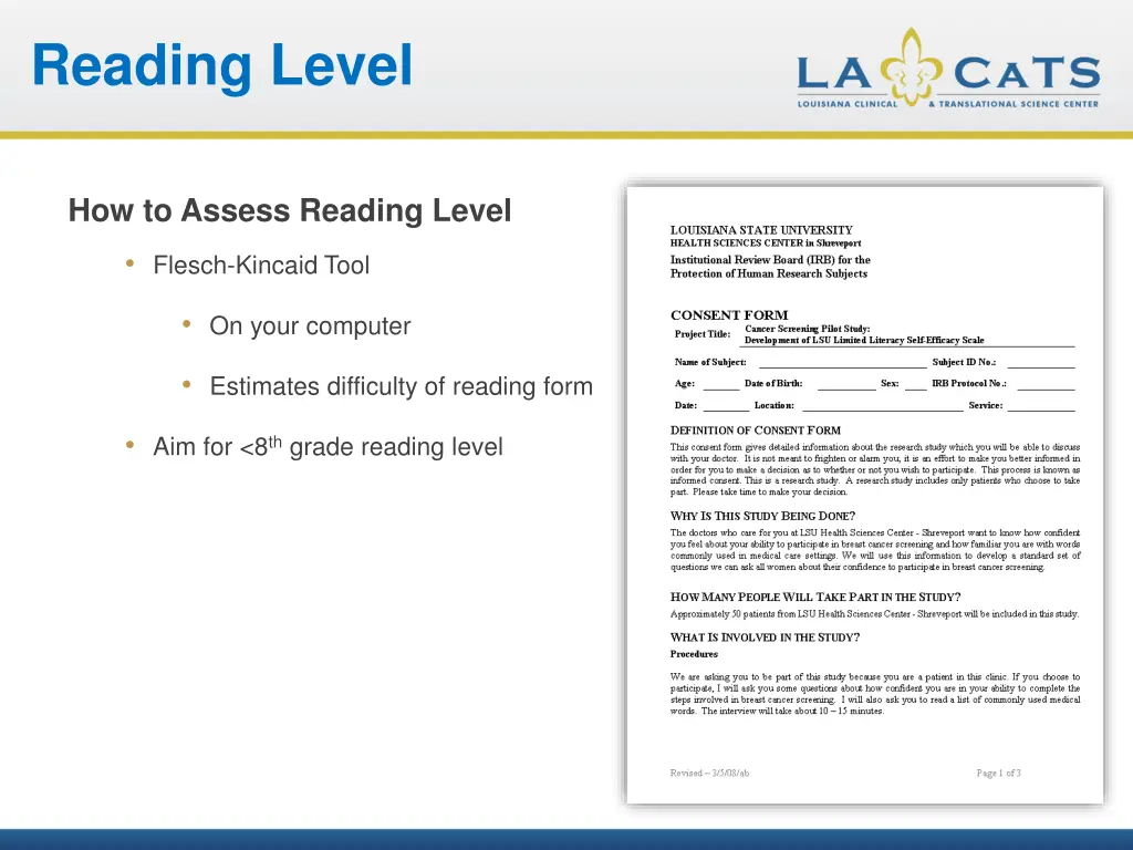 reading level