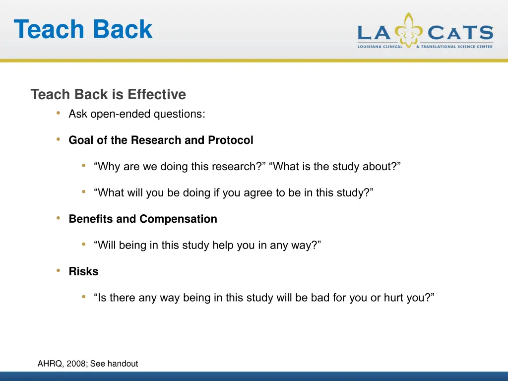 teach back