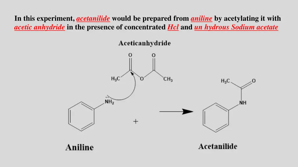 in this experiment acetanilide would be prepared