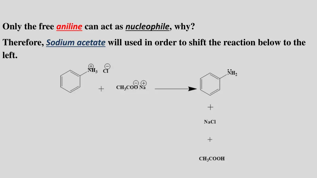 only the free aniline can act as nucleophile why