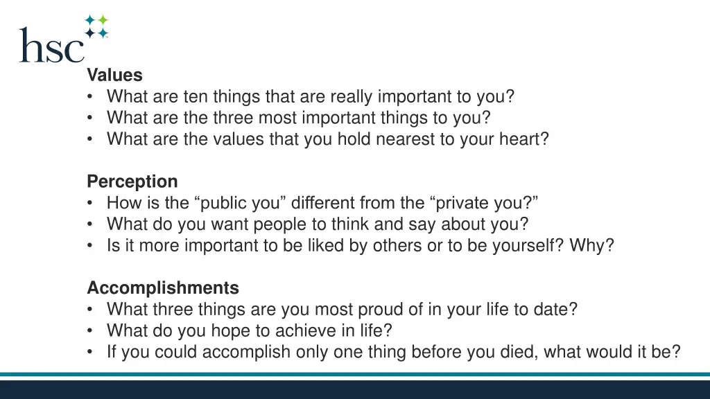 values what are ten things that are really