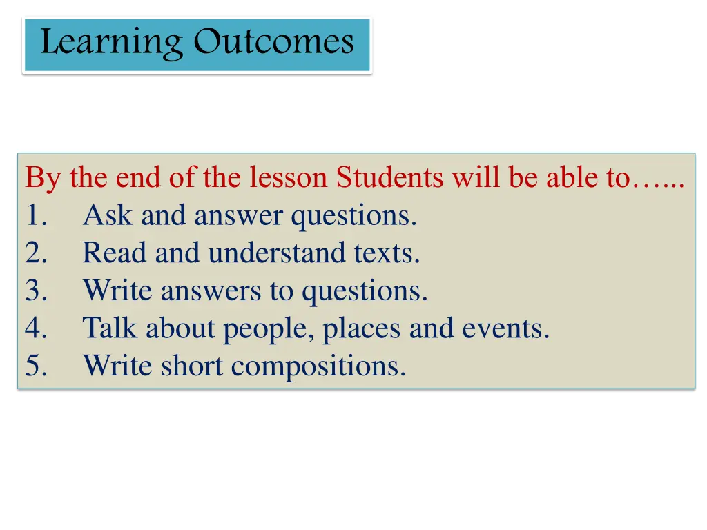 learning outcomes