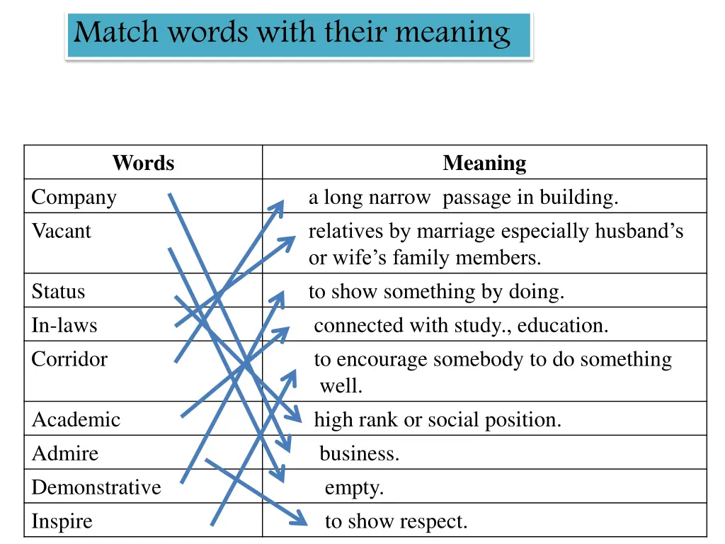 match words with their meaning