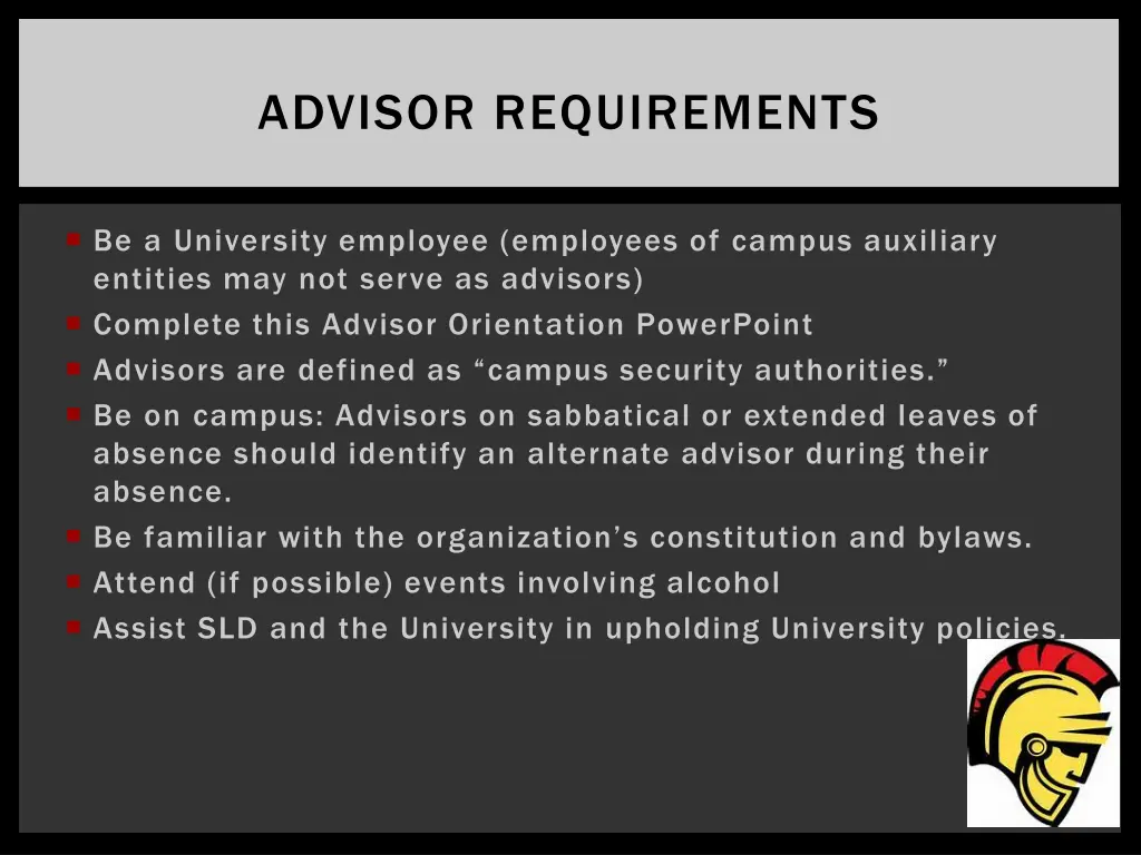 advisor requirements