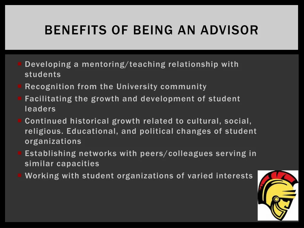 benefits of being an advisor