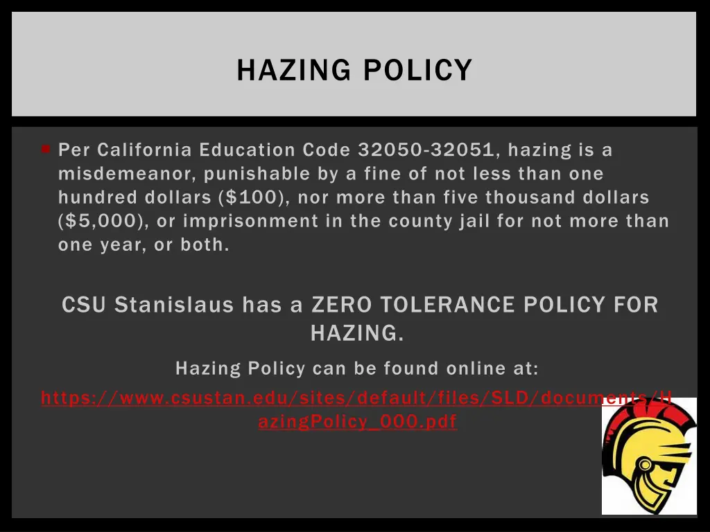 hazing policy