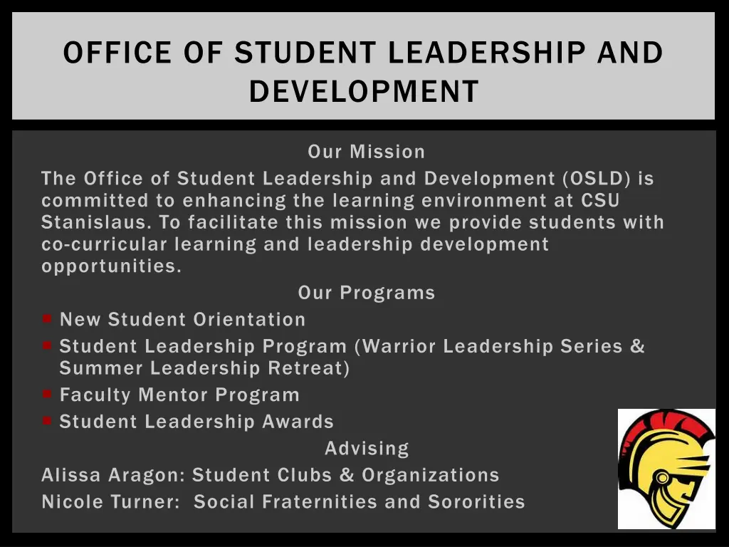 office of student leadership and development