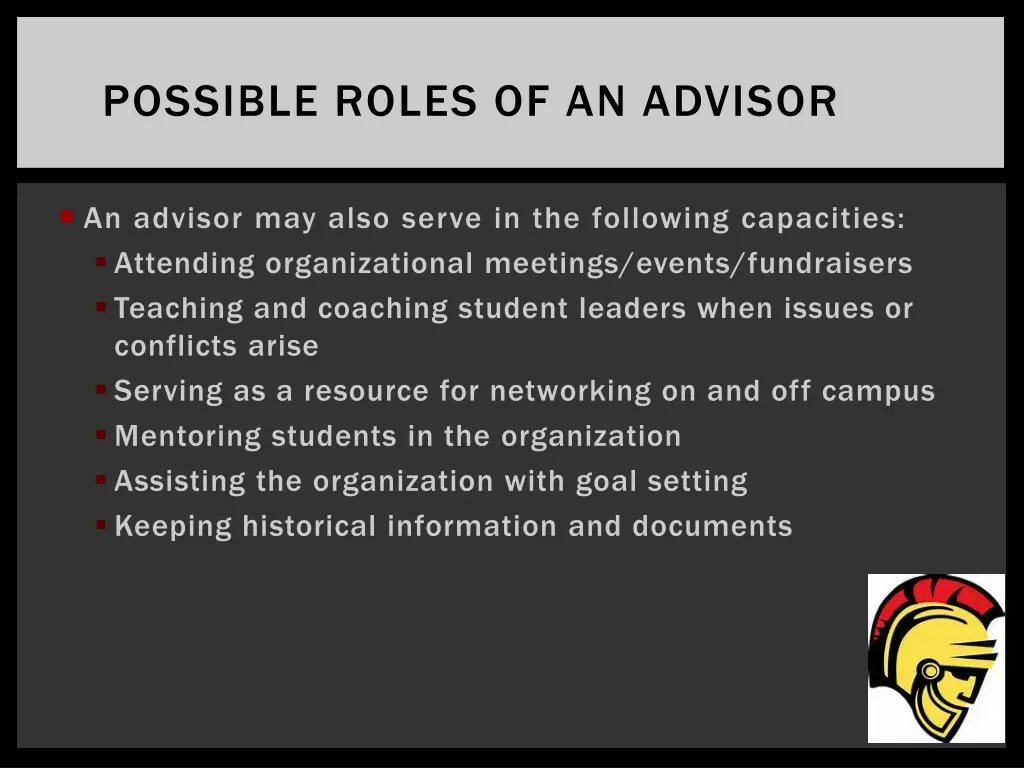 possible roles of an advisor