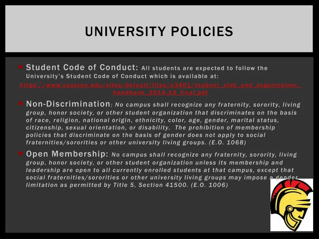 university policies