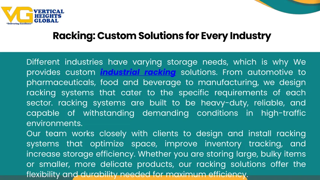 racking custom solutions for every industry