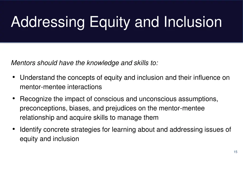 addressing equity and inclusion