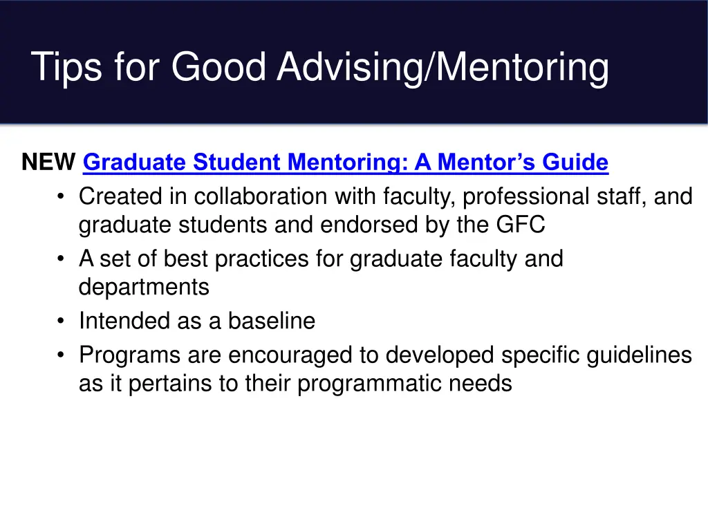 tips for good advising mentoring