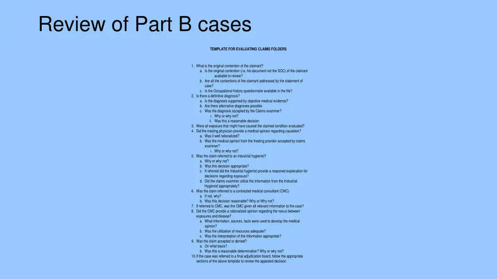 review of part b cases