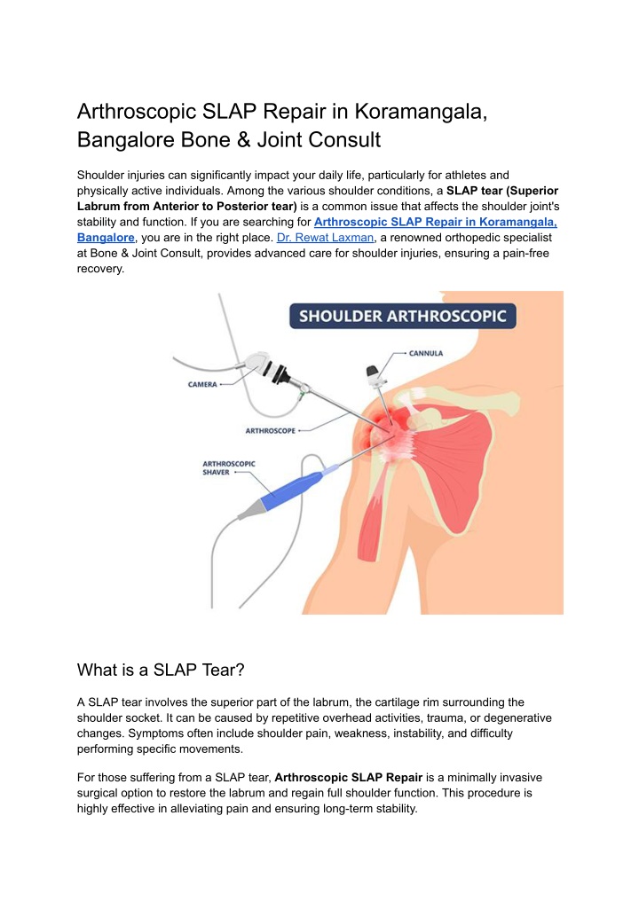 arthroscopic slap repair in koramangala bangalore