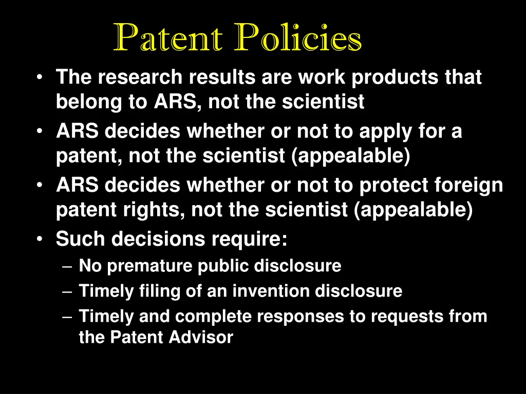 patent policies