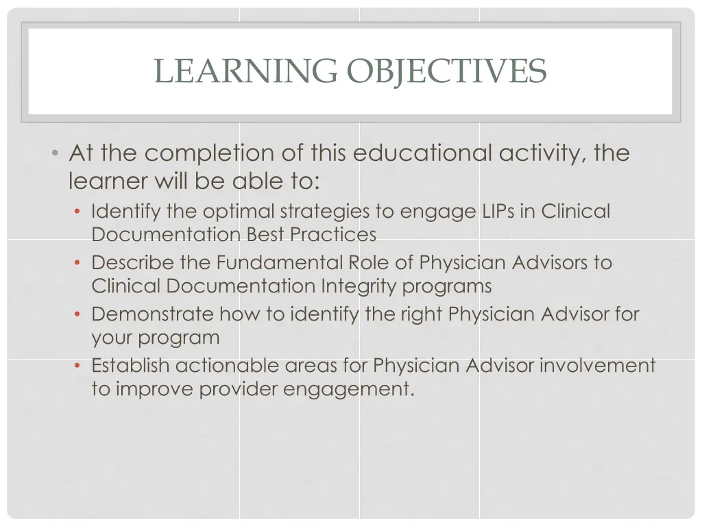 learning objectives