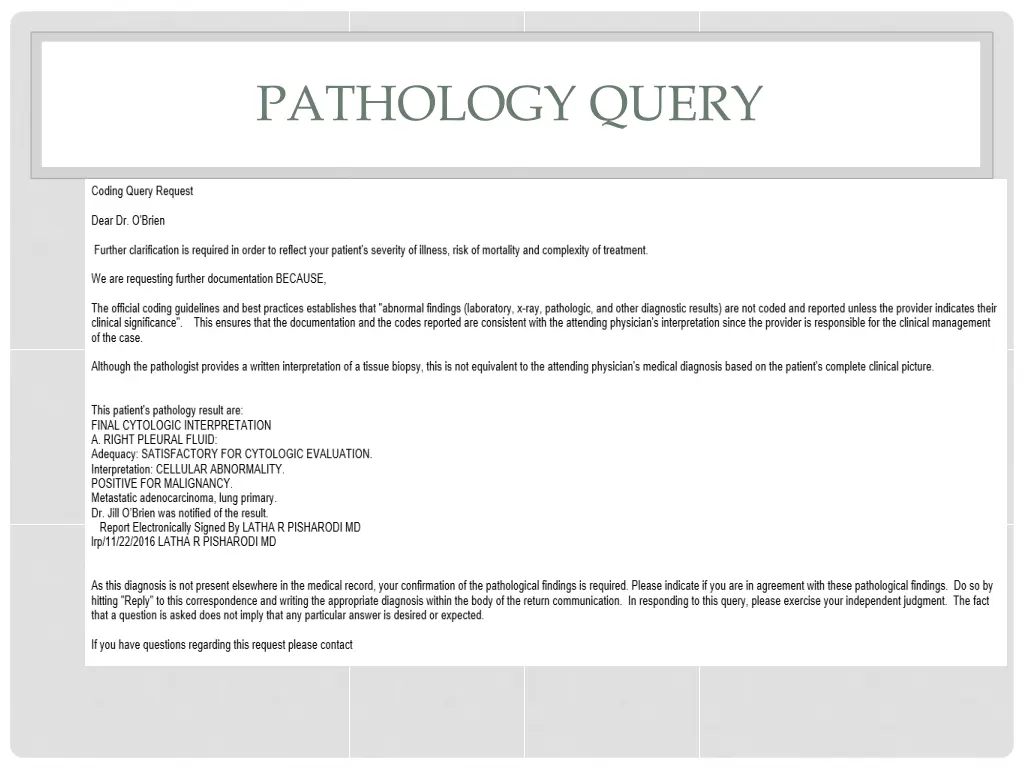 pathology query