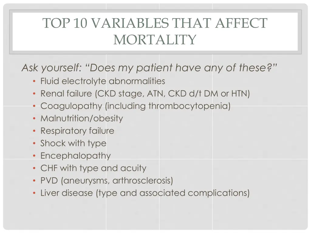 top 10 variables that affect mortality