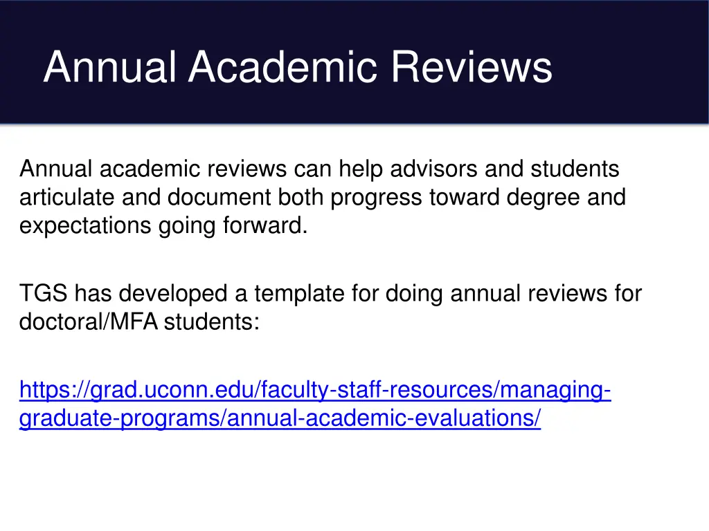 annual academic reviews