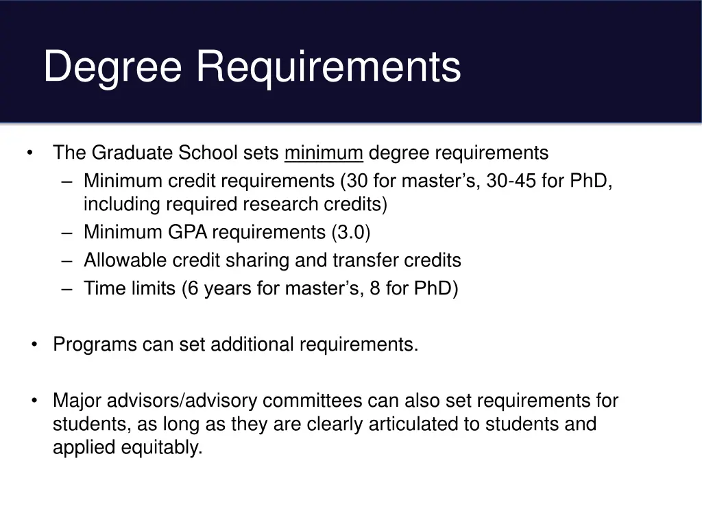 degree requirements