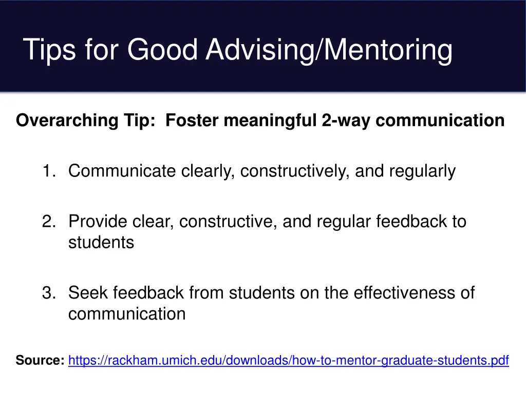 tips for good advising mentoring