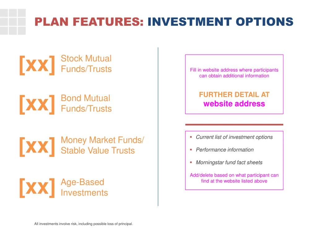 plan features investment options 4