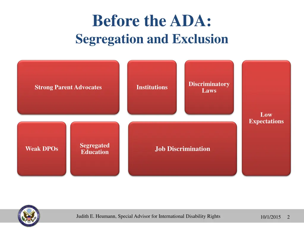 before the ada segregation and exclusion