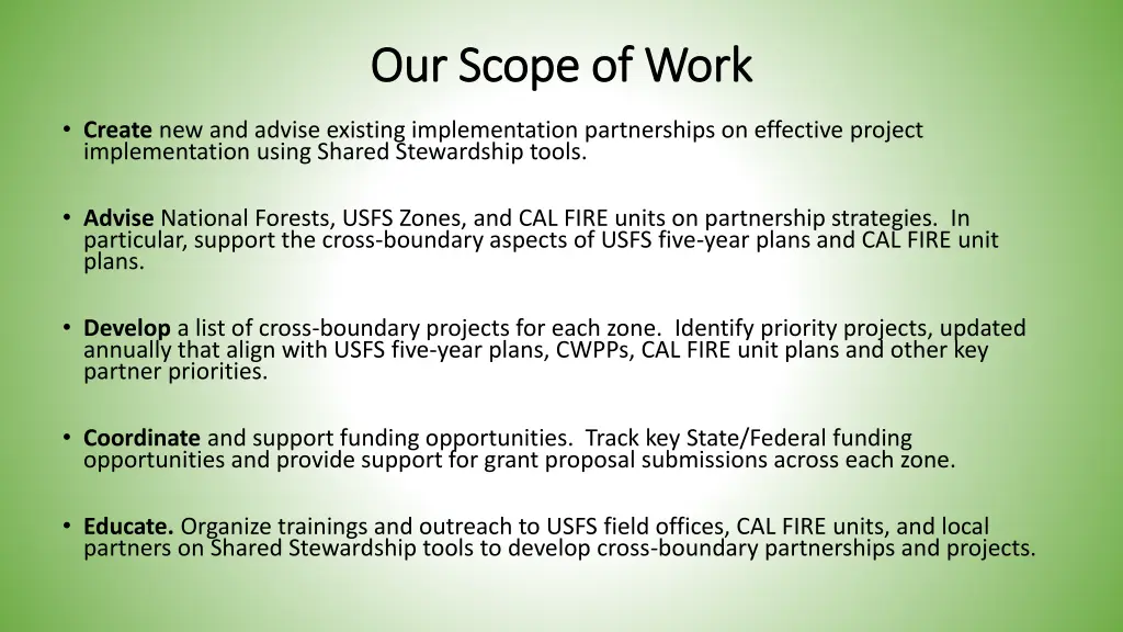 our scope of work our scope of work