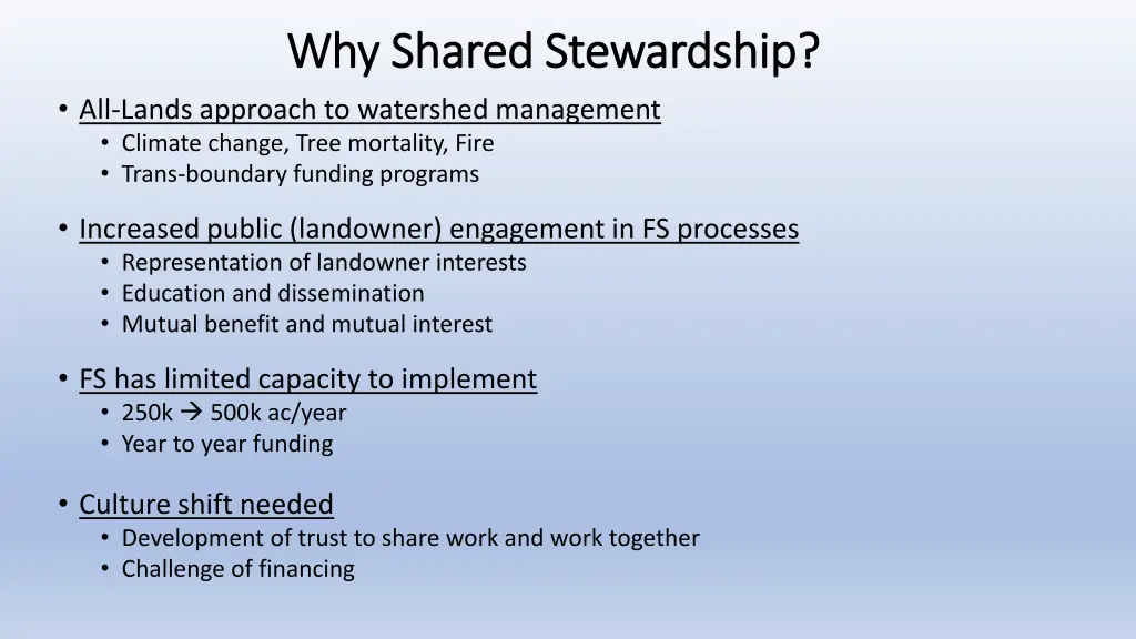 why shared stewardship why shared stewardship