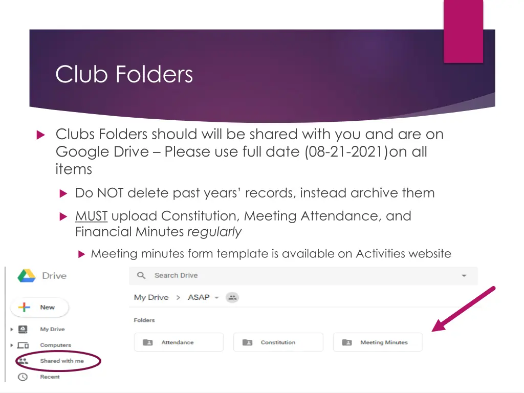 club folders