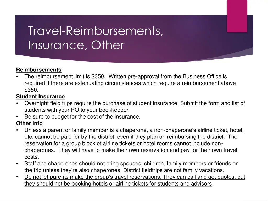 travel reimbursements insurance other