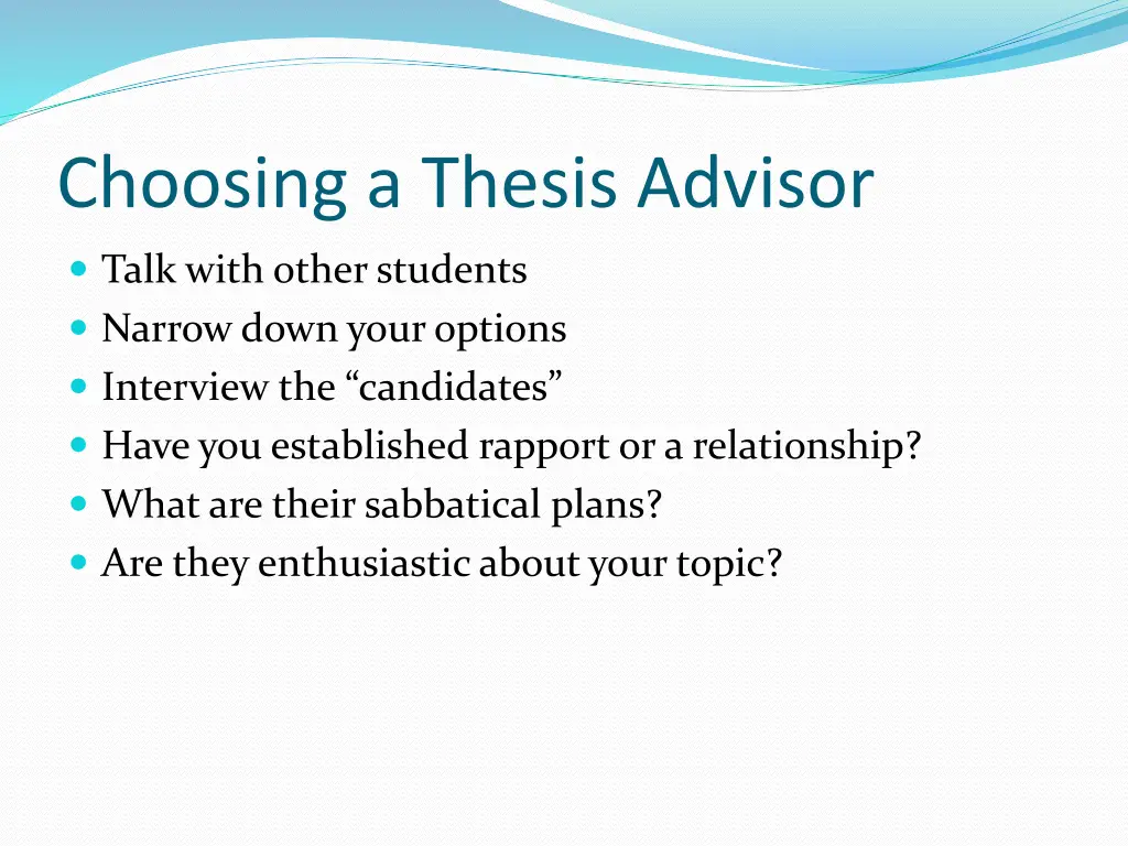 choosing a thesis advisor