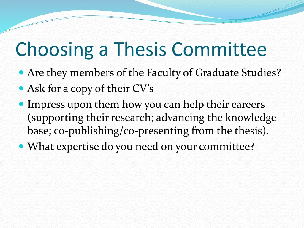 choosing a thesis committee