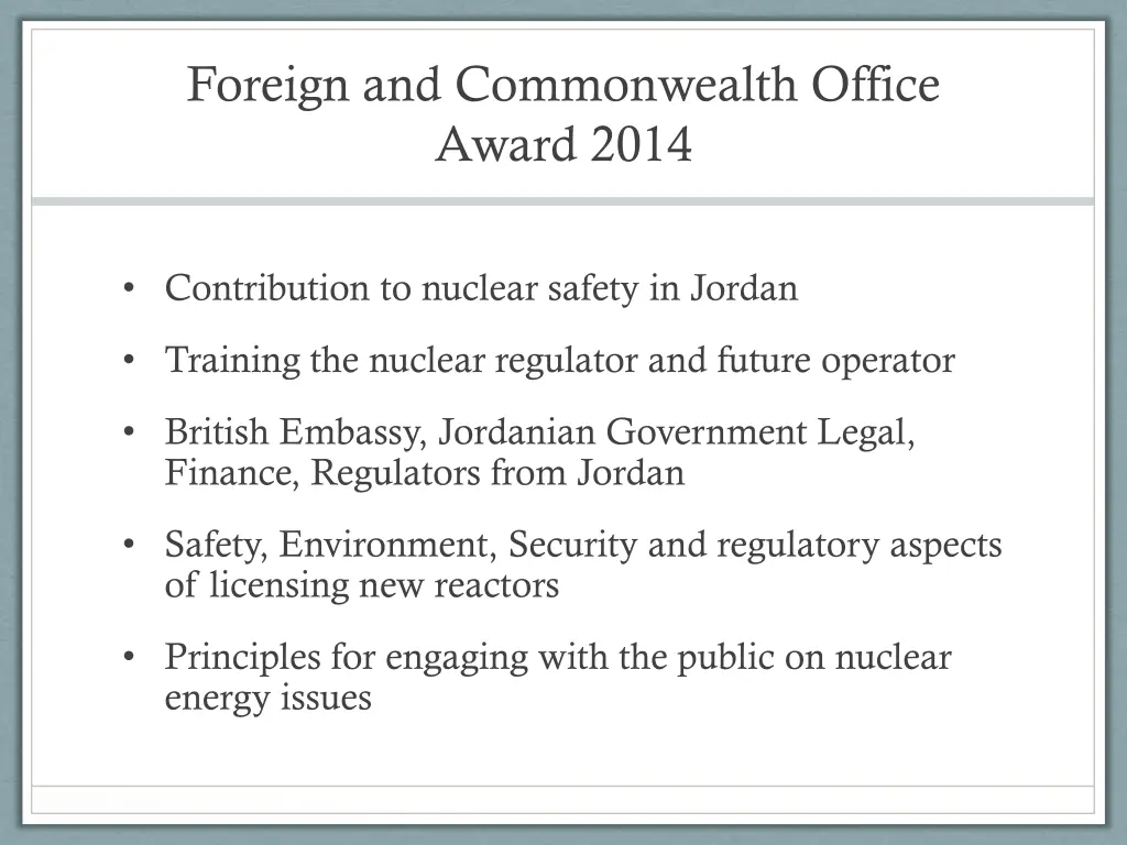 foreign and commonwealth office award 2014